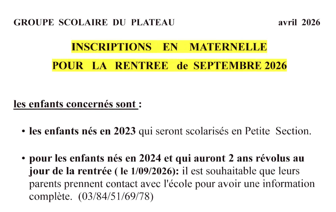 Inscription école maternelle