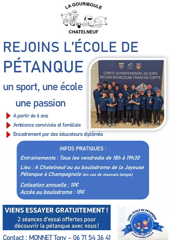 L'école de pétanque à Châtelneuf vous tente ?