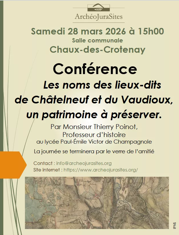 Conférence de Thierry Poinot Samedi 28 Mars 2026 à Chaux des Crotenay à 15h00 